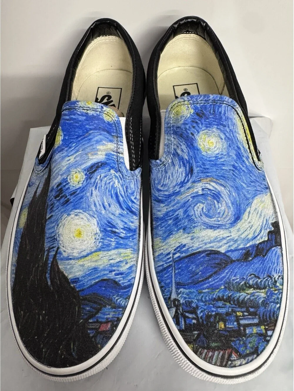 Vans Custom Slip On Starry Night Vincent Van Gogh Art Sneakers Men 8.5 Women 10